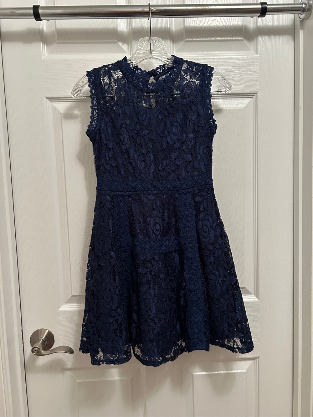 Knitworks Navy Lace Fit-and-Flare Dress for girls